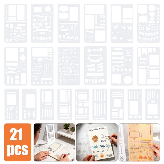21pcs Painting Stencils for Crafting, TSV Reusable Geometric Stencil Set for DIY Craft
