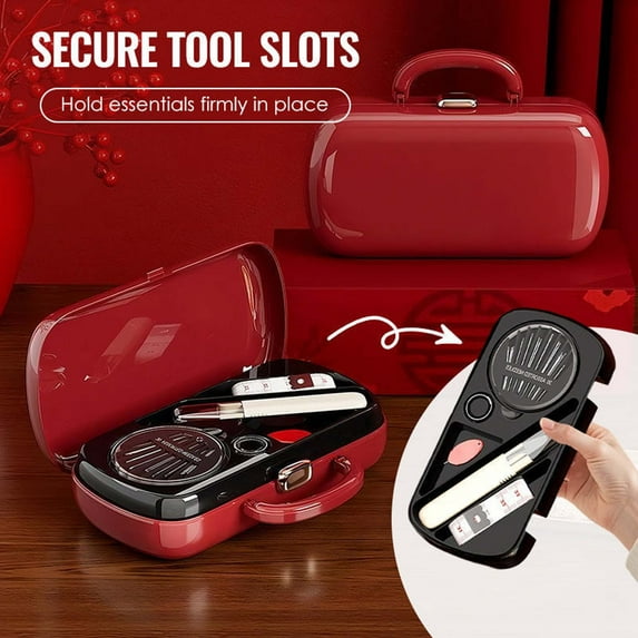 21pcs Portable Sewing Kit, DIY Handmade Needle And Thread Set, Compact Storage Box with Assorted Needles Threads, Multifunctional Household Sewing Supplies for Emergency Repairs, Red, 1set