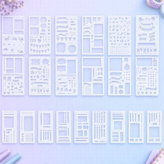 EEEkit 21pcs Reusable Craft Stencils for Painting, DIY Drawing Template Set for Wood, Card Making, Scrapbooking & Home Decor