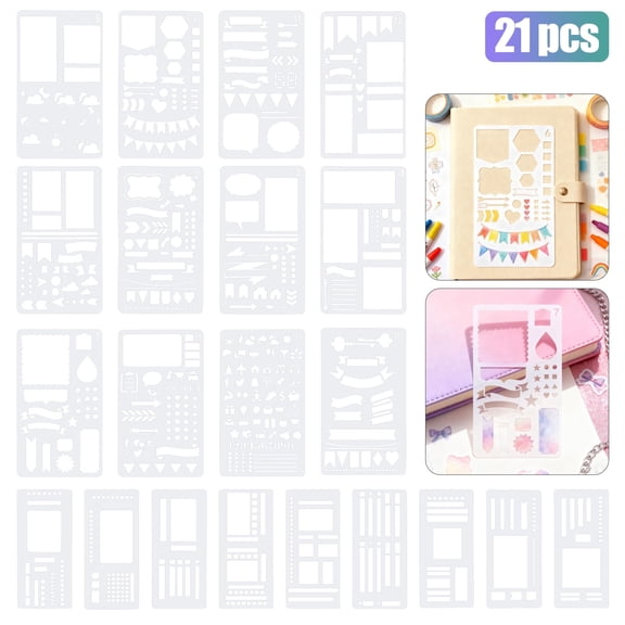 EEEkit 21pcs Reusable Craft Stencils for Painting, DIY Drawing Template Set for Wood, Card Making, Scrapbooking & Home Decor