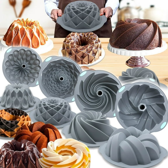 21pcs Silicone Round Cake Pans, Non-Stick Baking Pans for Homemade Cake, Bread and Jello, Fridge Safe, 4 Cups Tube Baking Pan