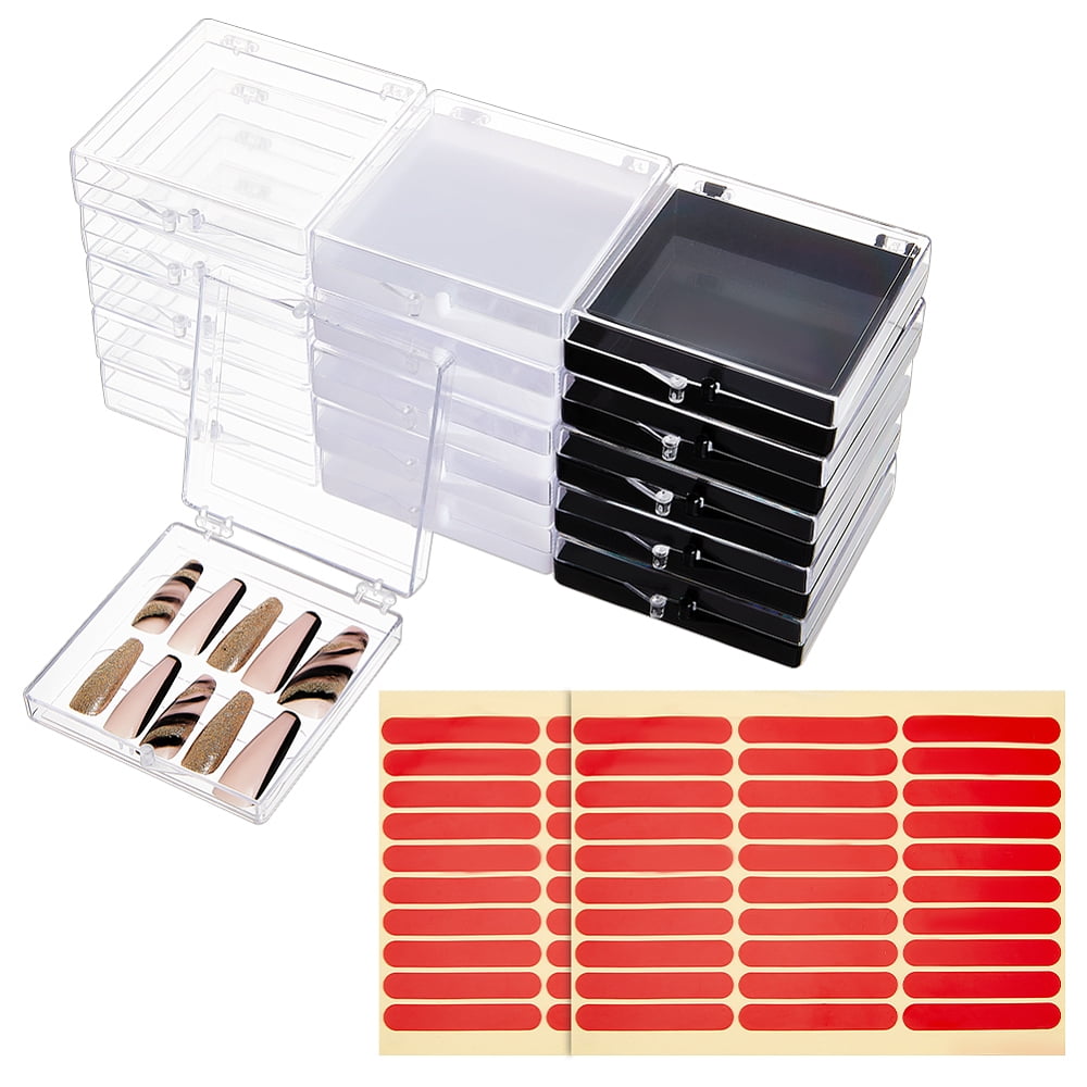21pcs Transparent Plastics Hand-wearing Armor Storage Case with 2 sheets Seamless Clear Double Side Adhesive Glue Sticky Tape Mixed Color DIY