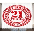 thumbnail image 1 of Ambesonne 21st Birthday Curtains 2 Panel Set, Happy Birthday Art, 108" x 63", White Red, 1 of 3