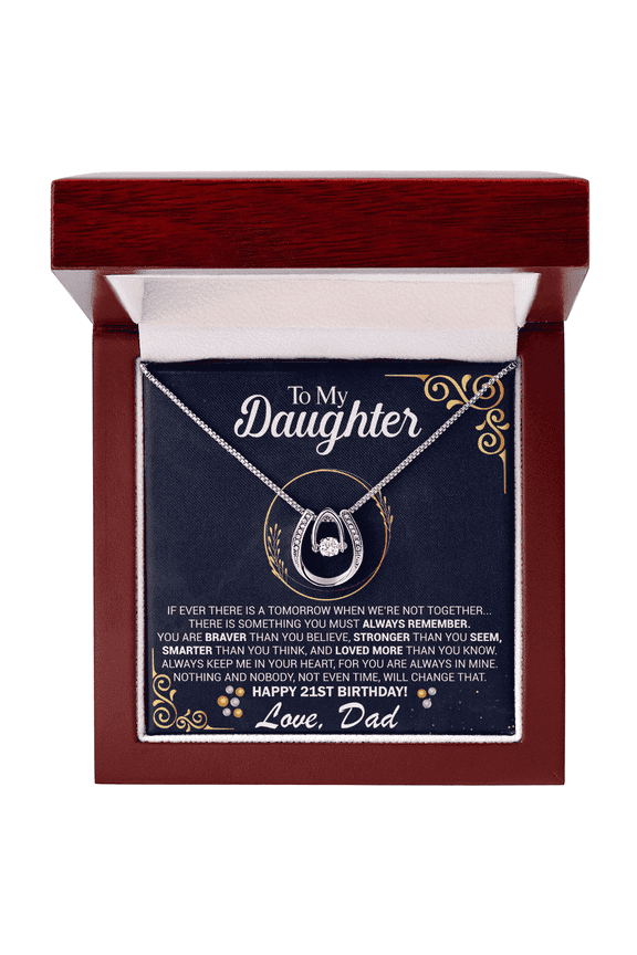 21st Birthday Daughter Gift Necklace, Gift From Dad, Lucky in Love Jewelry For 21st Birthday Daughter, Gift for 21 Year Old Daughter from Father jewelry