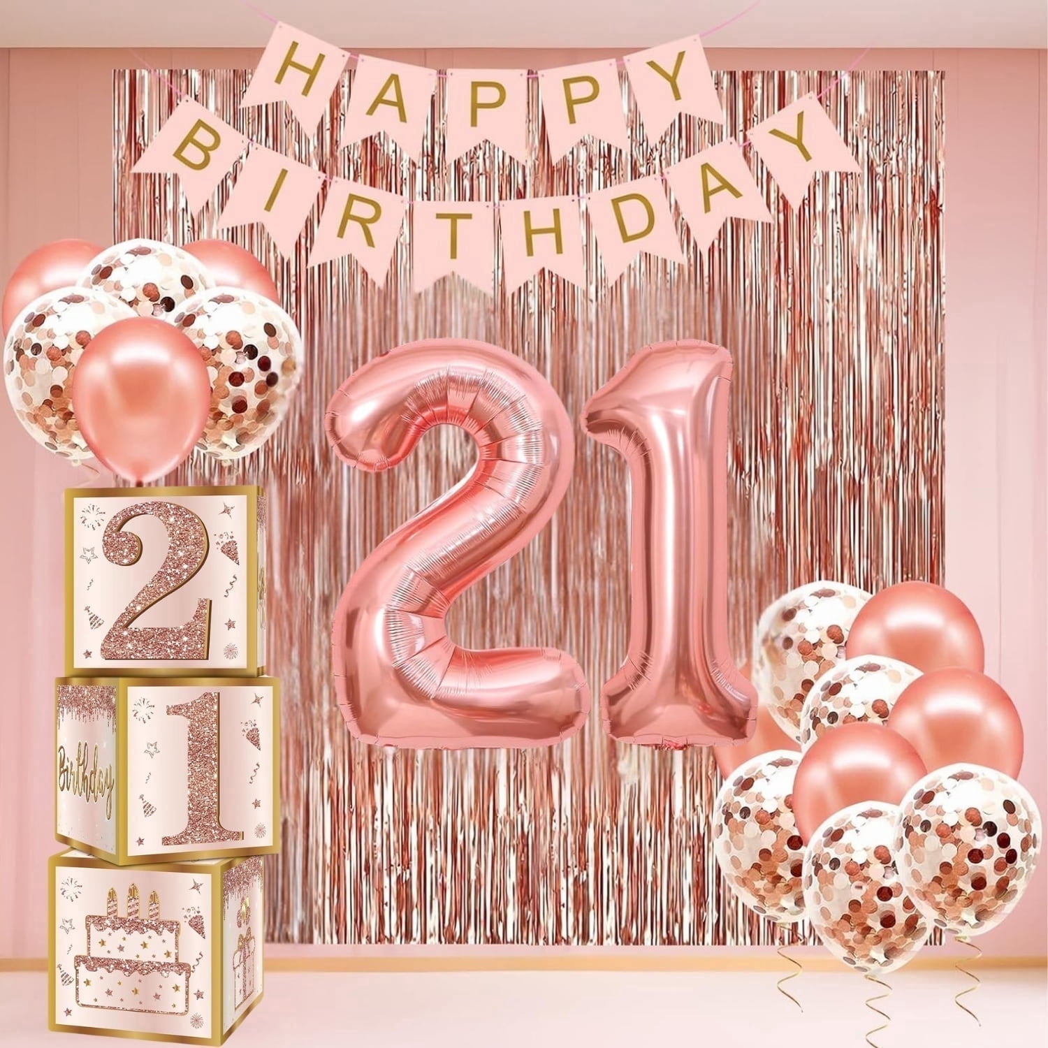 Happy Greetings 21st Birthday Decorations, Rose Gold Party Set with Number 21 Balloon and Banners - Walmart.com Happy Greetings 21st Birthday Decorations, Rose Gold Party Set with Number 21 Balloon and Banners - Walmart.com