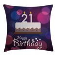 thumbnail image 1 of 21st Birthday Decorations Throw Pillow Cushion Cover, Happy Birthday Quote with Stars on Abstract Pink Toned Image, Decorative Square Accent Pillow Case, 20 X 20 Inches, Eggplant Purple, by Ambesonne, 1 of 2