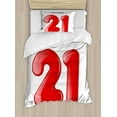 thumbnail image 1 of 21st Birthday Duvet Cover Set, Hand Written Style Happy Birthday Words Teen Party Theme, Decorative 2 Piece Bedding Set with 1 Pillow Shams, Twin Size, Charcoal Grey White, by Ambesonne, 1 of 3