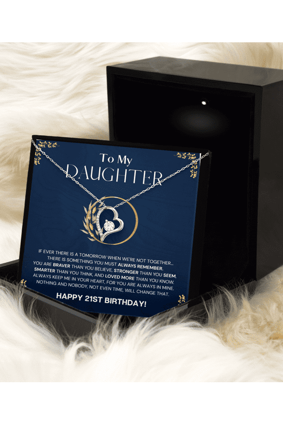 21st Birthday Gift Necklace For Daughter, Solitaire Cristal Necklace For Daughter, 21st Birthday Necklace From Dad, Mom, Happy 21st Birthday