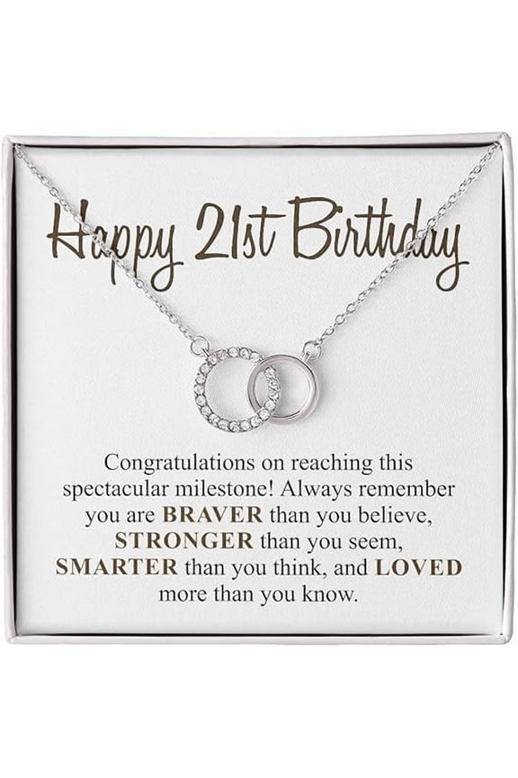 21st Birthday Gift for Her, Happy 21st Birthday, Gifts for 21st Birthday, Necklace for Daughter from Mom and Dad With Message Card