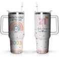 thumbnail image 1 of 21st Birthday Gifts Cup, 40 Oz Stainless Steel Tumbler with Handle & Straw, 21 Year Old Birthday Gifts for Girls Coffee Mug, 21st Birthday Decorations for Girls, Happy 21st Birthday Gifts for Girls, 1 of 6