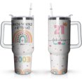 thumbnail image 1 of 21st Birthday Gifts Cup, 40 Oz Stainless Steel Tumbler with Handle & Straw, 21 Year Old Birthday Gifts for Girls Coffee Mug, 21st Birthday Decorations for Girls, Happy 21st Birthday Gifts for Girls, 1 of 6