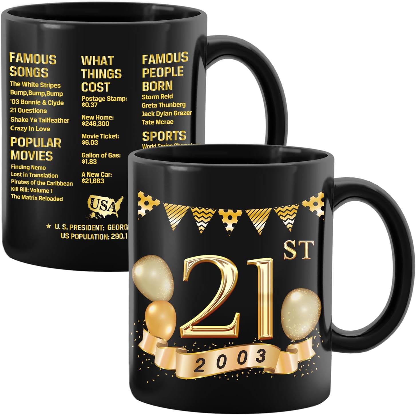 21st Birthday Gifts For Him Her, Gift For 21 Years Old, 2003 Birthday  Gifts, Gift Ideas For 21 Year Old Men Woman, Birthday Gifts For Men Women  Turning 21, 2003 Birthday Coffee Mug - Walmart.com