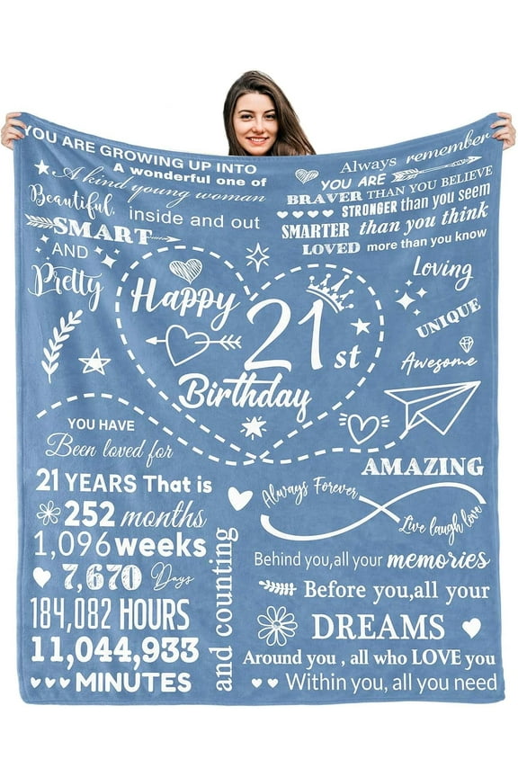 21st Birthday Gifts for Her, Gifts for 21 Year Old female, 21 year old female Birthday Gifts Ideas, Happy 21st Birthday Gift for women daughter sister, 21st Birthday Decorations Blanket 50"X60"