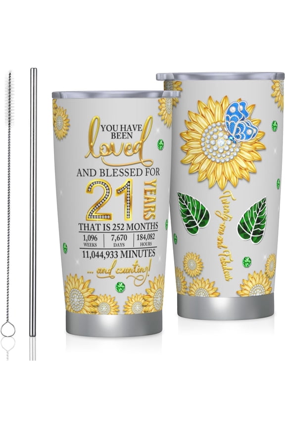 21st Birthday Gifts for Her/Women, Gifts for 21 Year Old Girl Tumbler 20oz, 21st Birthday Gift Ideas, 21st Birthday Gifts for Her Mug, 21st Birthday Tumbler, 21st Birthday Decorations for Her