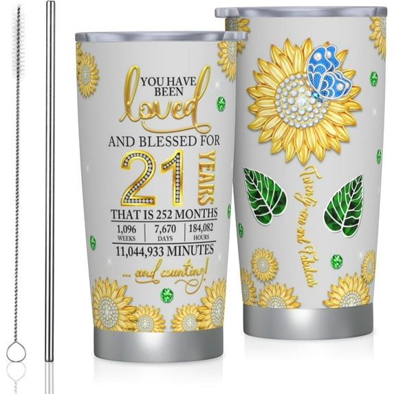 21st Birthday Gifts for Her/Women, Gifts for 21 Year Old Girl Tumbler 20oz, 21st Birthday Gift Ideas, 21st Birthday Gifts for Her Mug, 21st Birthday Tumbler, 21st Birthday Decorations for Her