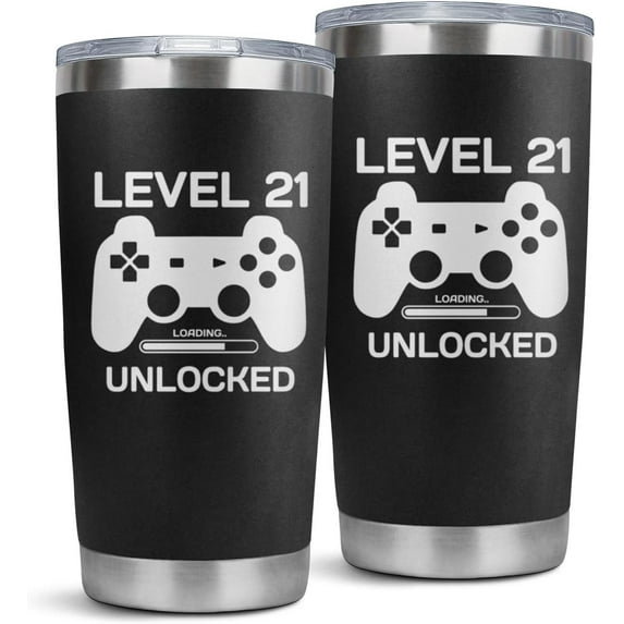 21st Birthday Gifts Men Women for Him Her 21 Years Old Funny Birthday Gifts Idea Level 21 Unlocked 20oz Tumbler Cup