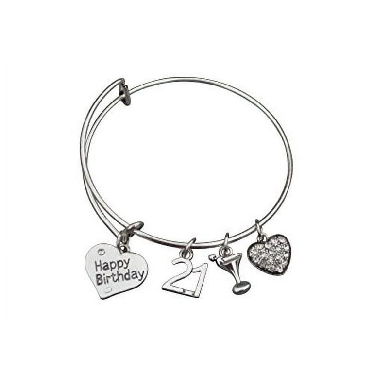 21st Birthday Gifts for Her 21st Birthday Expandable Charm Bracelet Adjustable Bangle Perfect 21st Birthday Gift Ideas