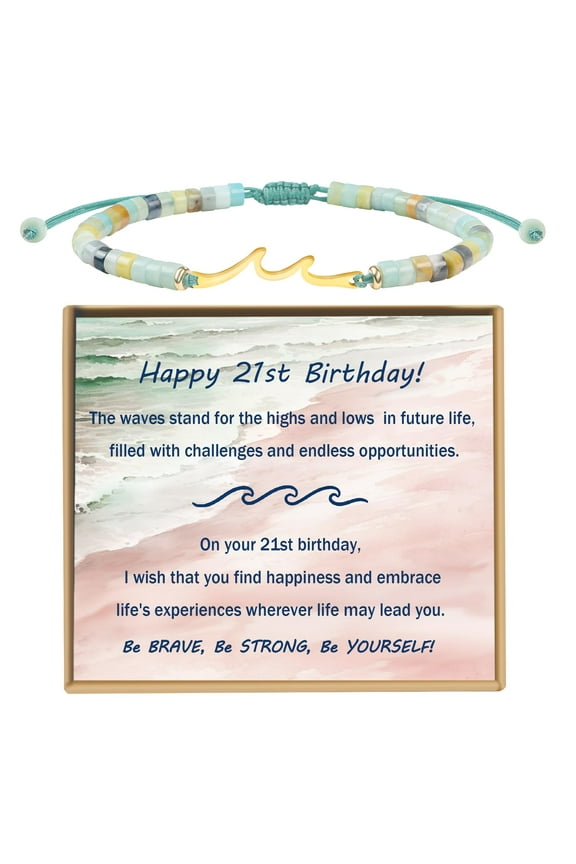 21st Birthday Gifts for Her, Beach Wave Bracelet for Women, Charm Jewelry for Daughter
