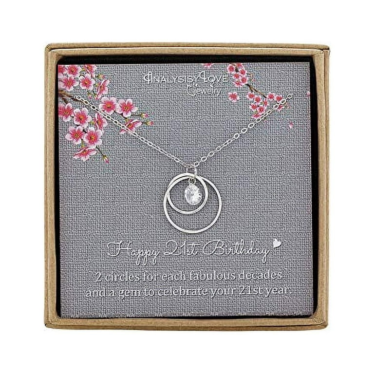 21st Birthday Gifts for Her, Sterling Silver Infinity 2 Circle Necklace for  Daughter Birthday Gift 