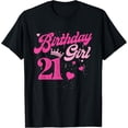 thumbnail image 1 of 21st Birthday Girl Crown 21 Years Old Bday T-ShirtMen and women can wear, black T-shirts, gifts. Age: M,L，XL 2XL, 3XL, 19XL, 1 of 4