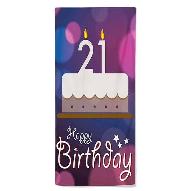 21st Birthday Hand Towels for Bathroom,Happy Birthday Words with Stars