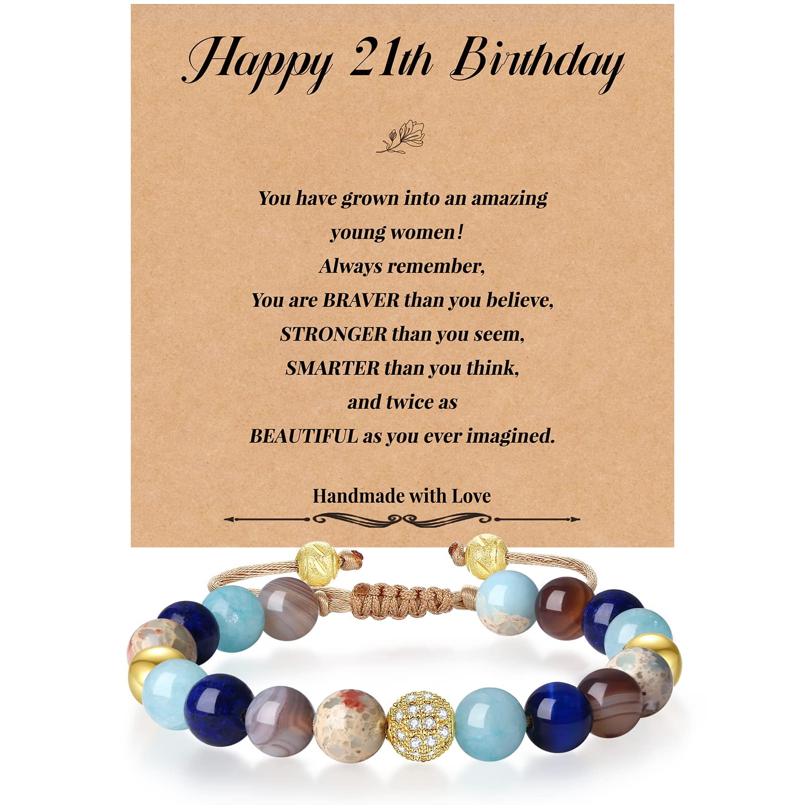 Birthday Gifts For Daughter Adult Calming Angelite Natural Stone Bracelet By Mesmerize Natural Stone Necklaces