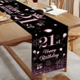 thumbnail image 1 of 21st Birthday Table Runner Black Pink, NonSlip Dining Linen Cover, Celebrate Women/Girls 21 Years Old Party Decorations, 72 Inches Long, 1 of 6