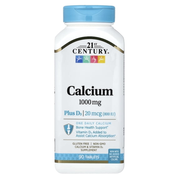 21st Century Calcium 1000 + D Tablets 90 Each