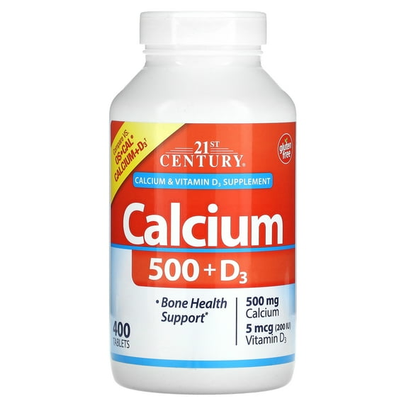 21st Century Calcium 500 + D3, 400 Tablets