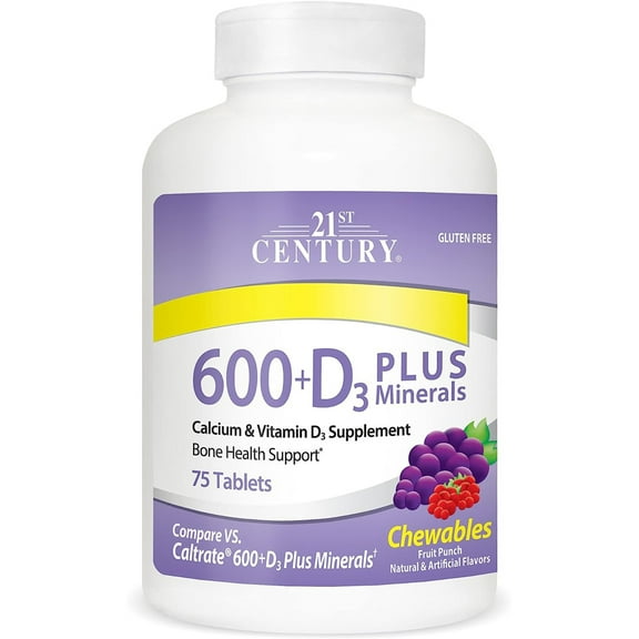 21st Century Calcium 600 + D3 Plus Minerals 75 Chwbls