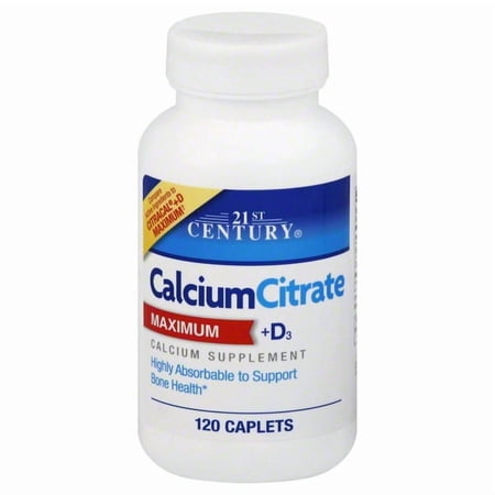 21st Century Calcium Citrate + D3 Tablets, Maximum 1 120 Each - (Pack of 6)