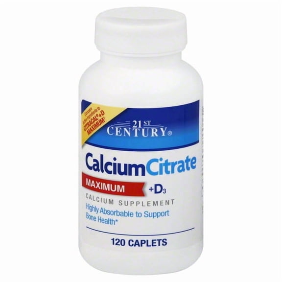 21st Century Calcium Citrate + D3 Tablets, Maximum 1 120 Each - (Pack of 6)