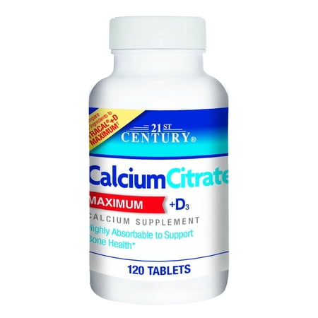 21st Century Calcium Citrate Plus D Maximum Caplets, 120 Count
