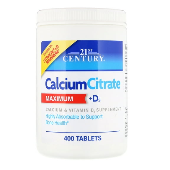 21st Century Calcium Citrate Plus D3 Maximum Tablets, 400 Count
