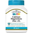 thumbnail image 1 of 21st Century Calcium Magnesium Zinc + D3, 90 Tablets, 1 of 4