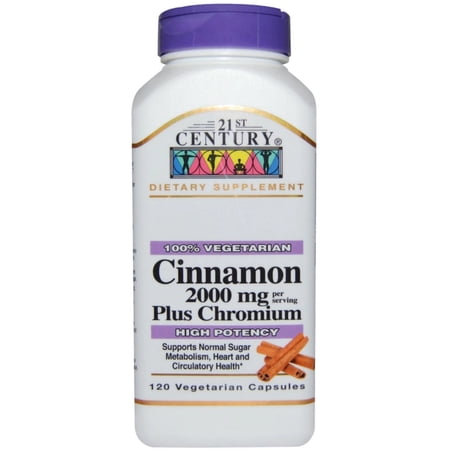 21st Century Cinnamon 2000 mg Per Serving Plus Chromium Vegetarian Capsules 120 Each - (Pack of 4)