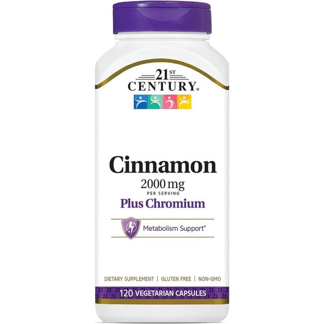 21st Century Cinnamon Plus Chromium 2000mg Capsules, 120 Ct