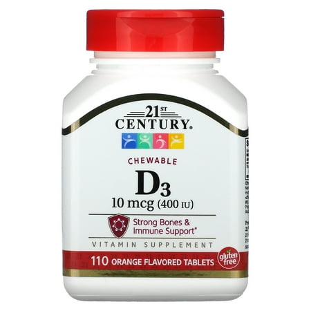 21st Century Chewable Vitamin D3, Orange, 10 mcg (400 IU), 110 Tablets