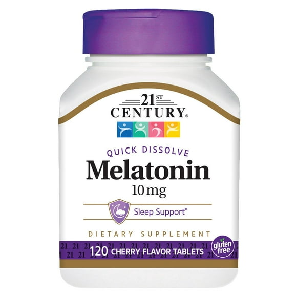 21st Century Melatonin Quick Dissolve Tablets, Cherry, 10 mg, 120 Count