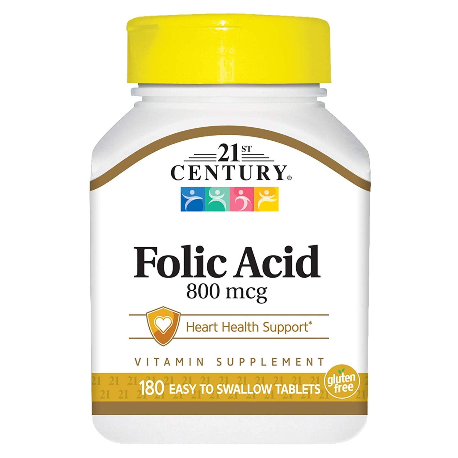 21st Century Folic Acid 800mcg Heart Health Support Supplement, 180 Ct