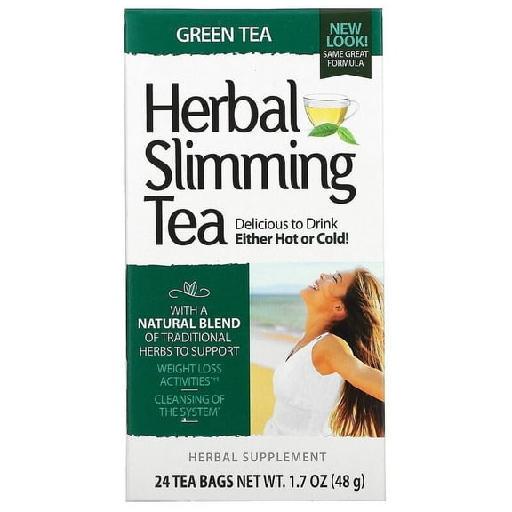 21st Century, Herbal Slimming Tea, Green Tea, 24 Tea Bags, 1.7 oz Pack of 4