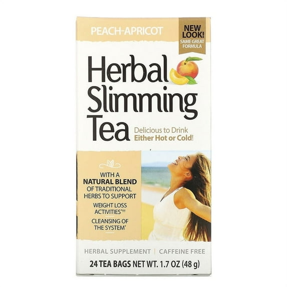 21st Century, Herbal Slimming Tea, Peach-Apricot, Caffeine Free, 24 Tea Bags, 1.7 oz Pack of 2