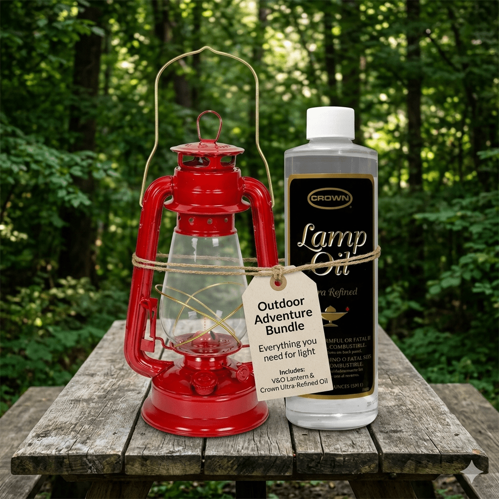 21st Century Hurricane Lantern Assorted 12" & Crown Lamp Oil Emergency Bundle