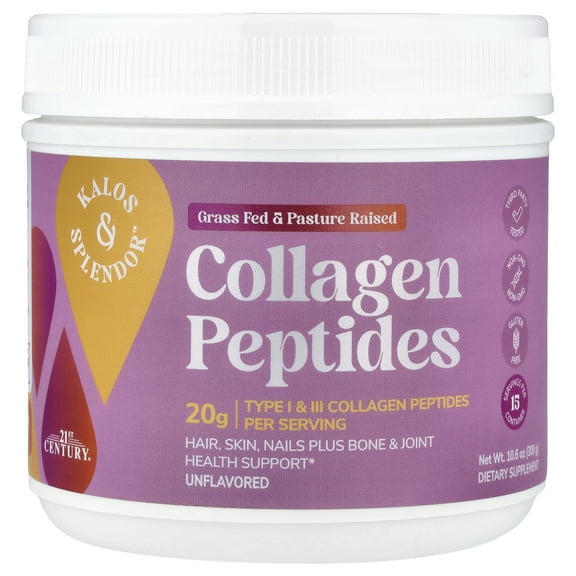 21st Century Kalos & Splendor Collagen Peptides, Unflavored, 10.6 oz (300 g)