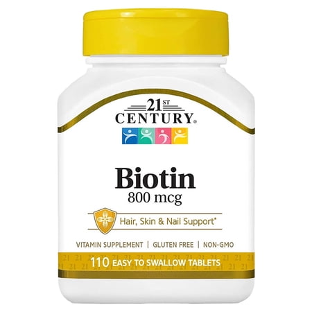 21st Century Maximum Strength Biotin Tablets, 800 mcg, 110 Count