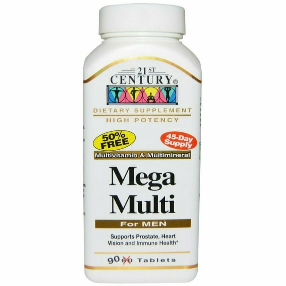 21st Century Mega Multi Men's High Potency Supplement, 90 Tabs, 2-Pack
