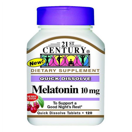 21st Century Melatonin Quick Dissolve 10 mg Tablets, Cherry, 120 Ea, 2 Pack