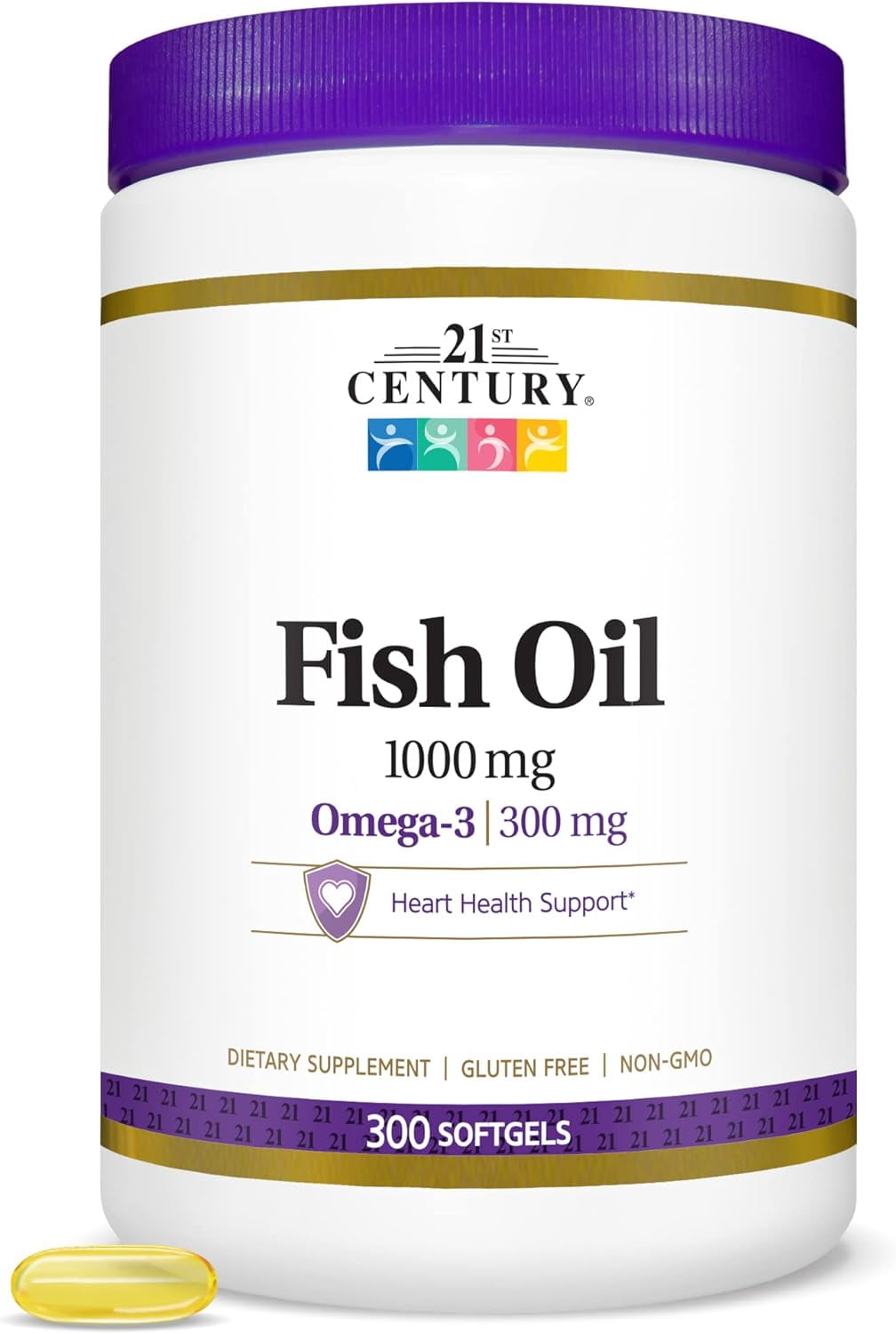 21st Century Omega-3 Fish Oil Softgels, 1000 mg, 300 Count