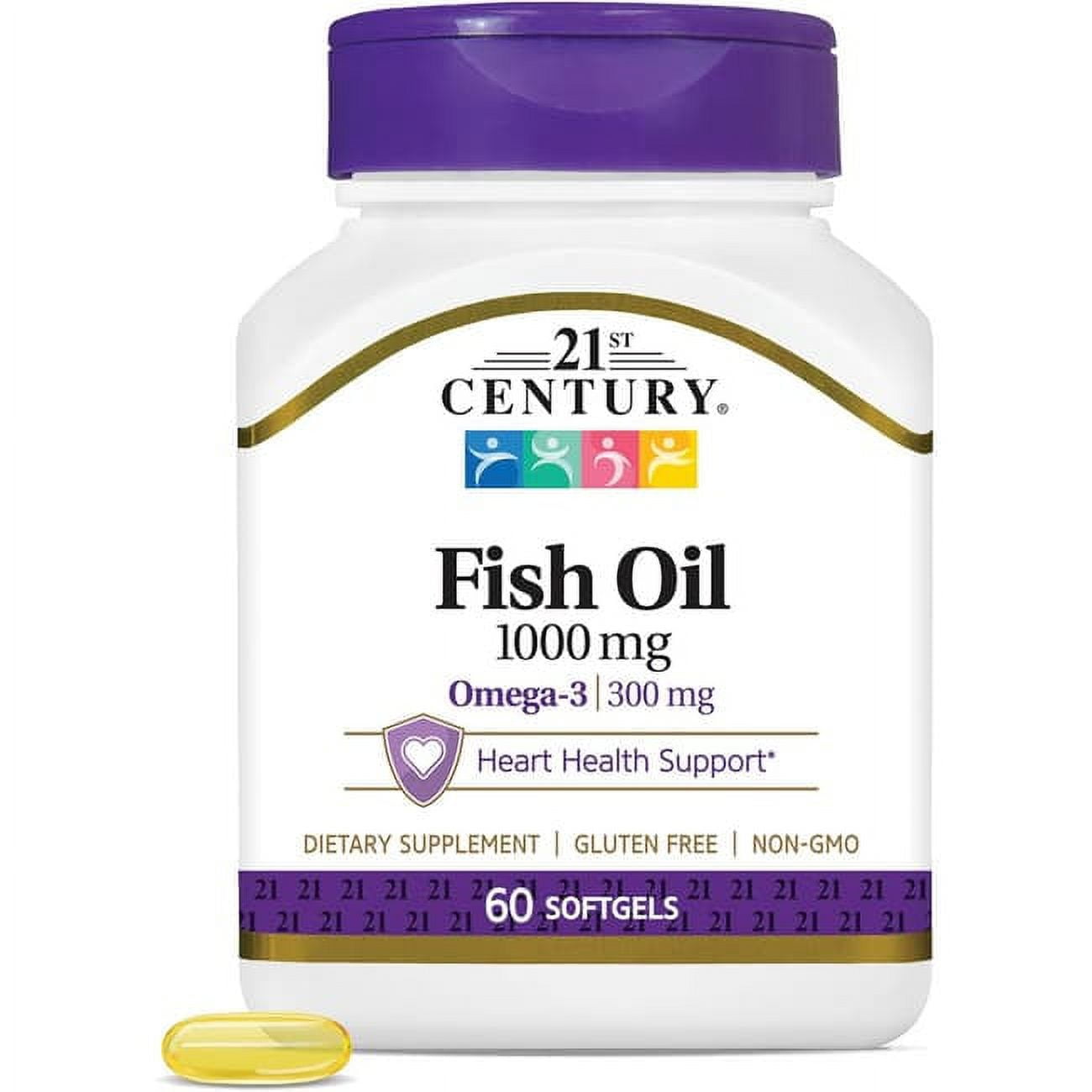 21st Century Omega-3 Fish Oil Softgels, 1000 mg, 60 Count