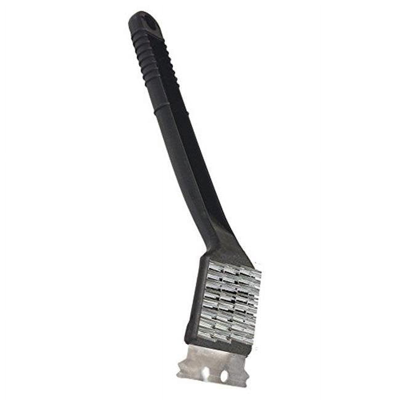 12-Inch Black Plastic Grill Brush with Stainless Steel Bristles